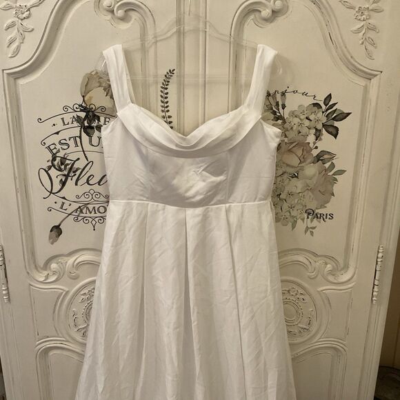 LULUS Extraordinary Vow Dress Women's XL White Maxi Wedding Pockets NWOT - Picture 8 of 12